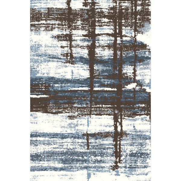 Williston Rostam Power Loom Dark Brown/Blue Rug Wayfair.co.uk